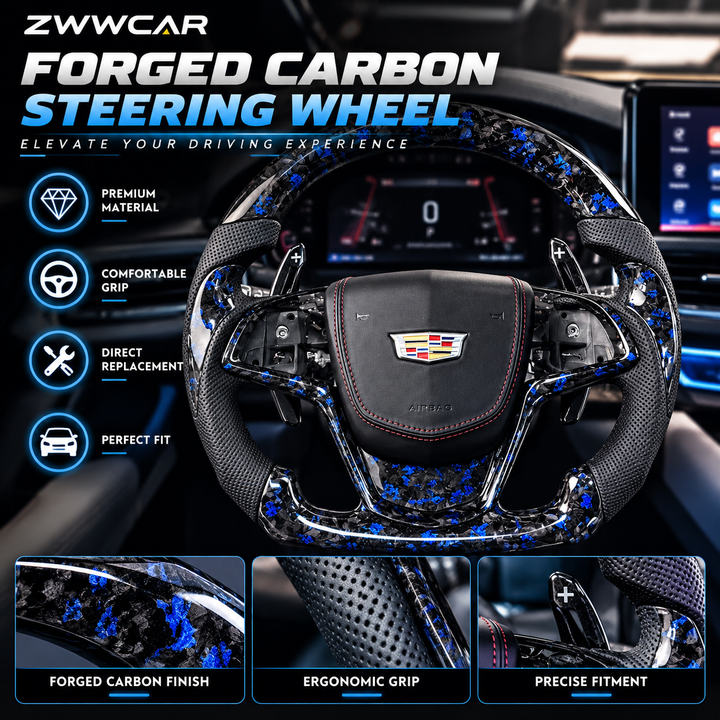 Forged Carbon Fiber Steering Wheel – For Cadillac