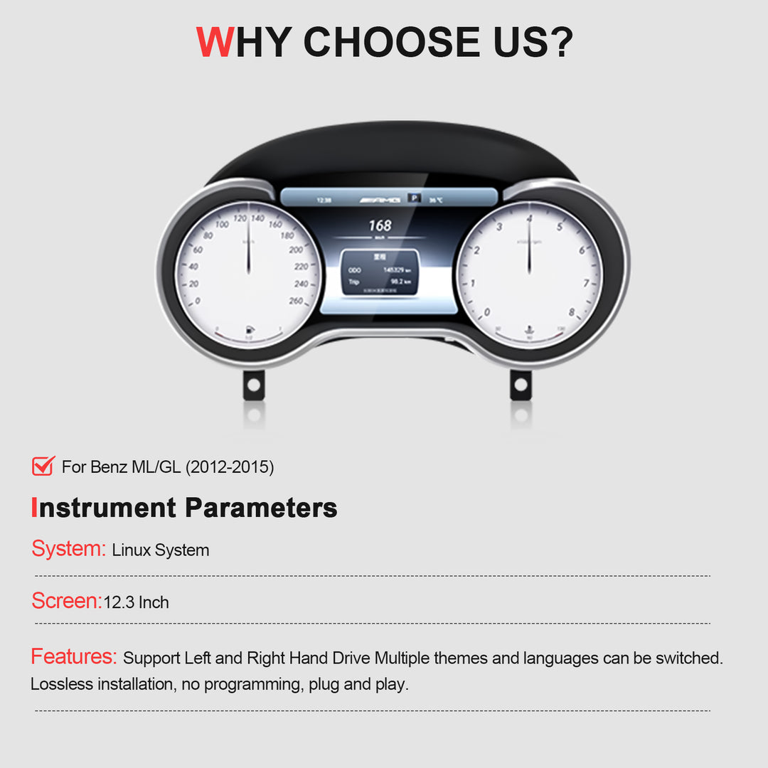 Mercedes-Benz ML/GL (2005-2015)  GLK (2008-2015) Digital Instrument Panel Upgrade