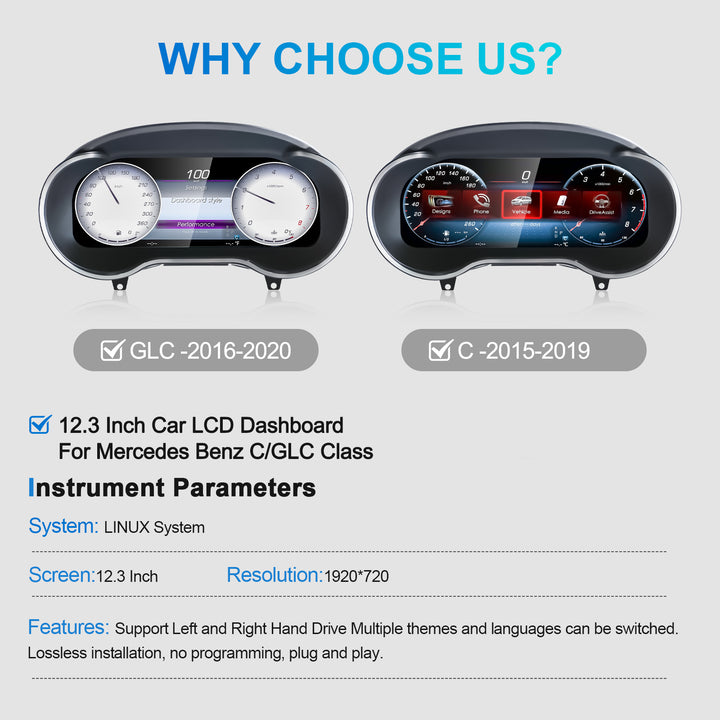 Mercedes-Benz C-Class GLC Digital Instrument Panel Upgrade