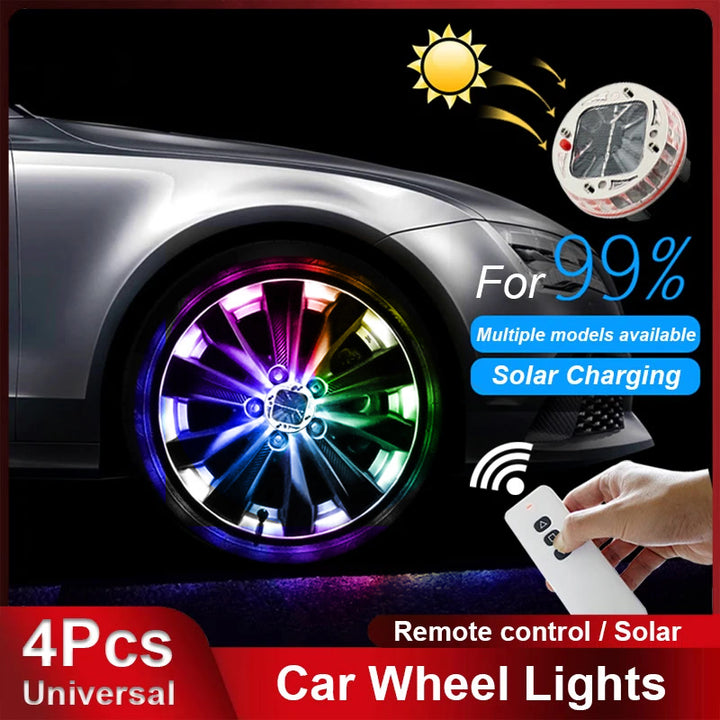 RGB remote control solar car hub light