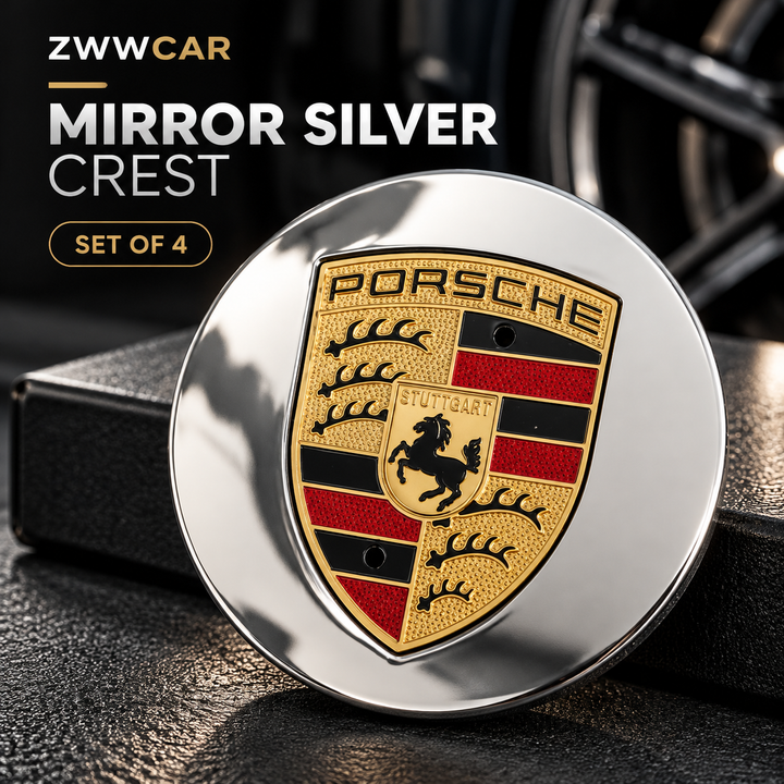 Porsche wheel center caps with colored crests