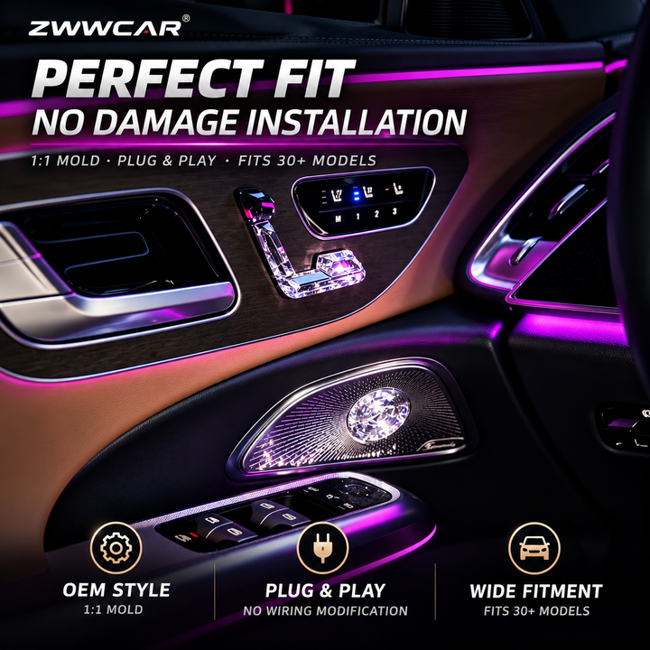 Crystal seat adjustment buttons for Mercedes-Benz vehicles