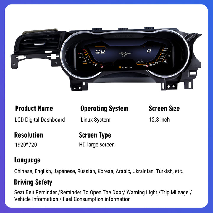 2015-2021 Ford Mustang Upgrade Edition 12.3-inch LCD Instrument Panel