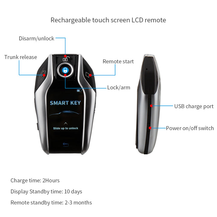 Smart LCD display modified car key