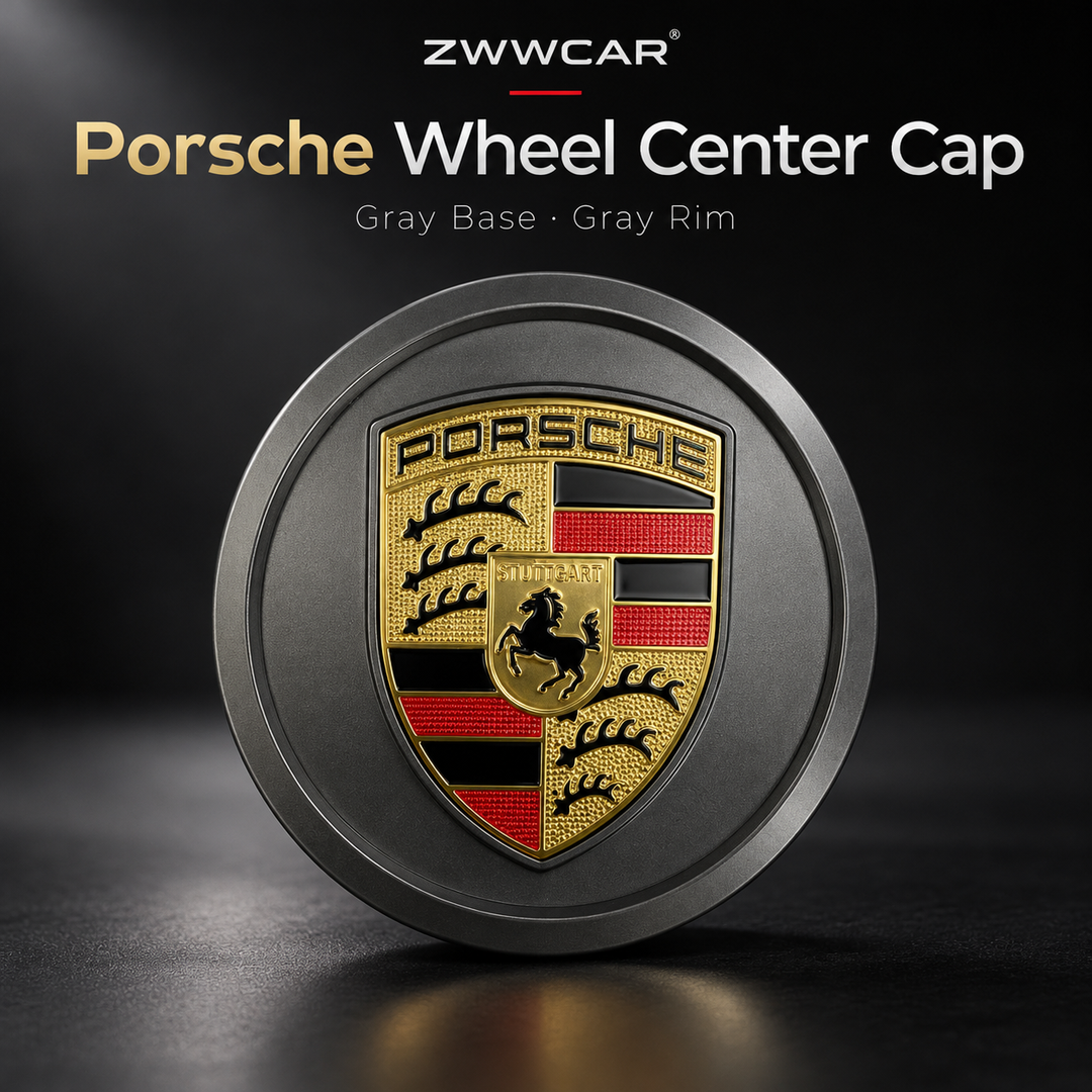 Porsche wheel center caps with colored crests