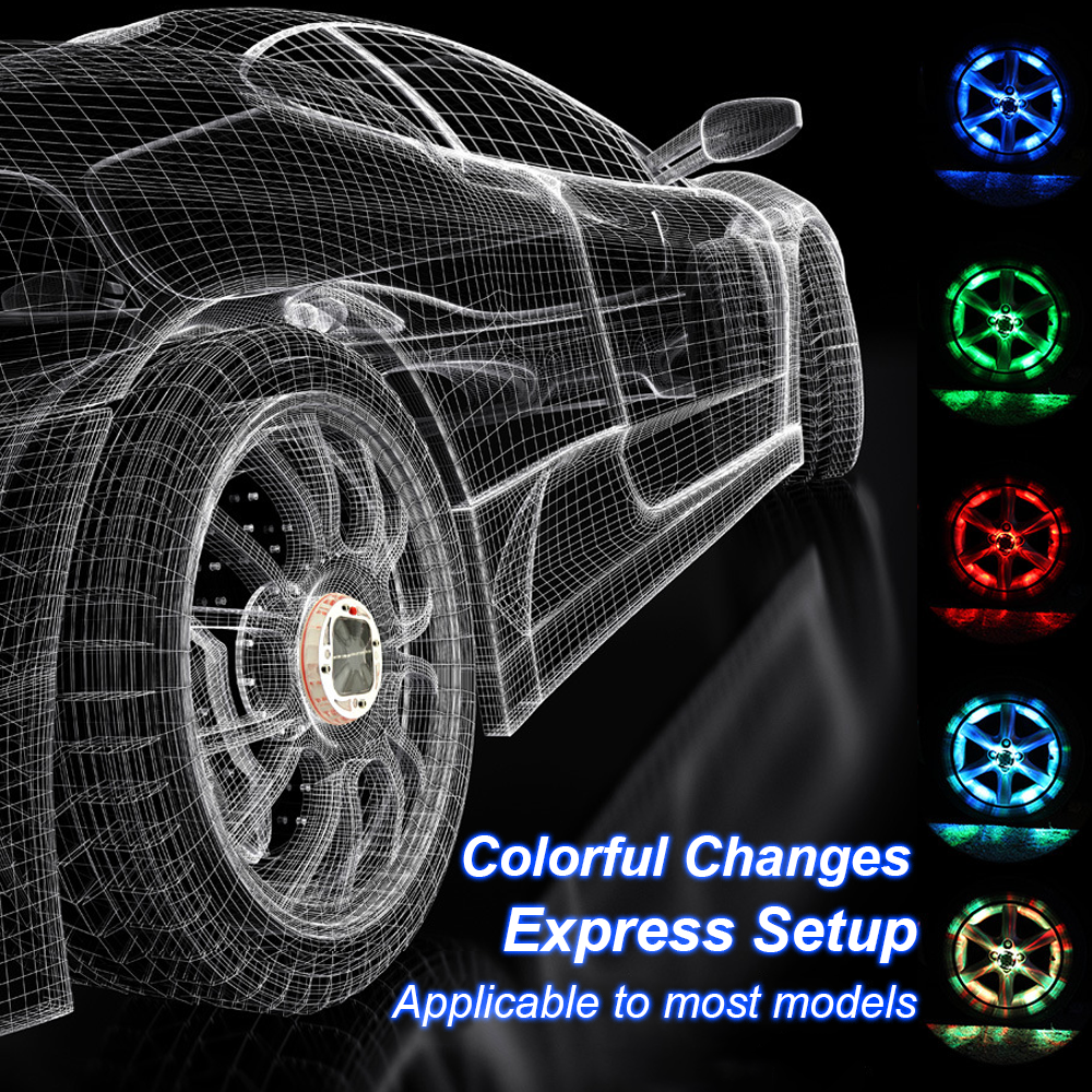 RGB remote control solar car hub light