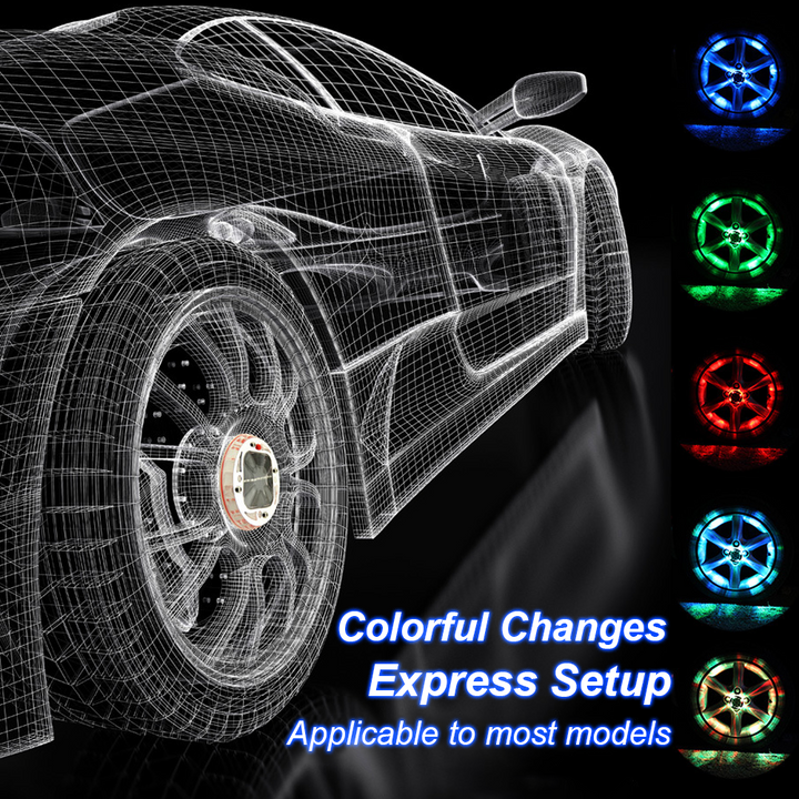 RGB remote control solar car hub light