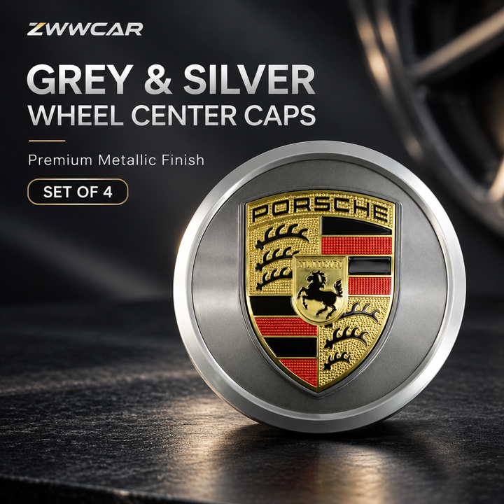 Porsche wheel center caps with colored crests