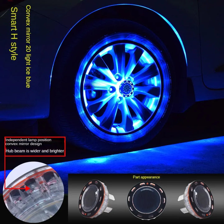 Smart remote control RGB solar car hub light