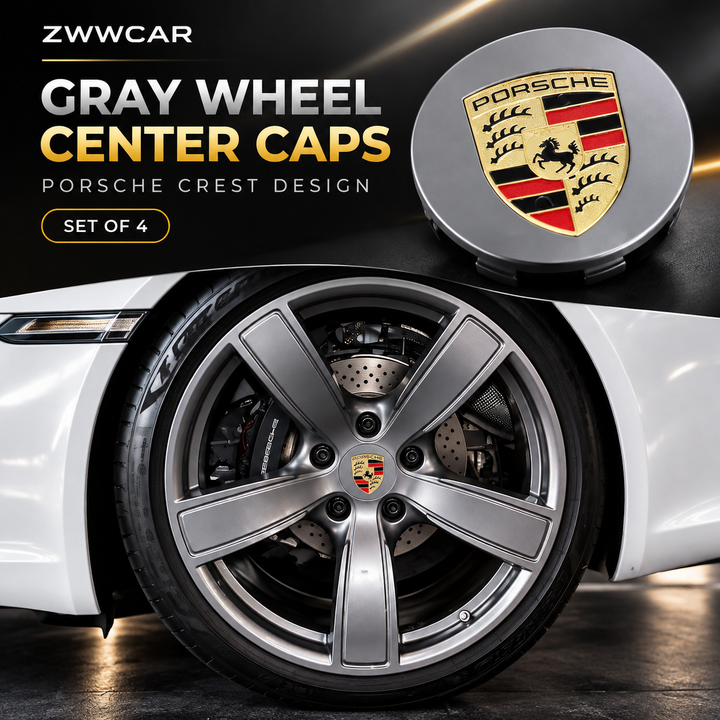 Porsche wheel center caps with colored crests