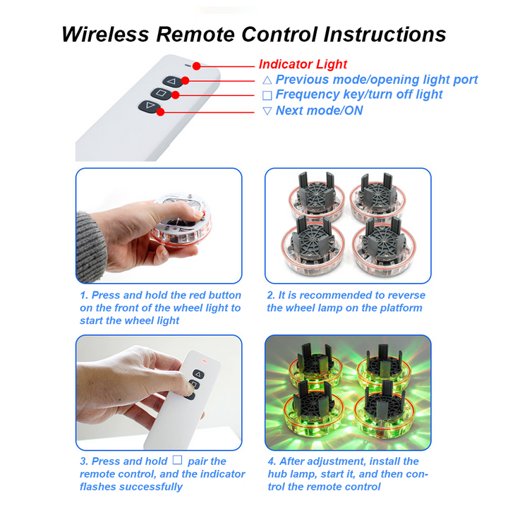 RGB remote control solar car hub light