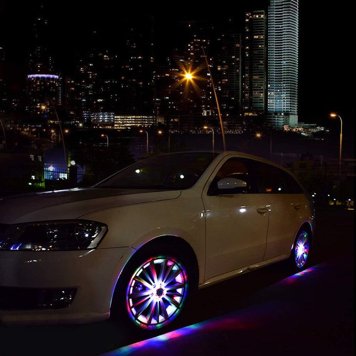 Smart remote control RGB solar car hub light