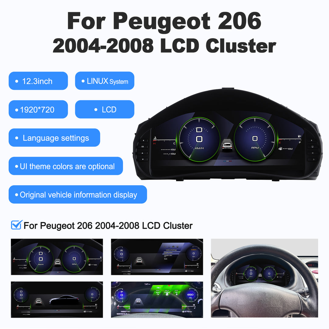 Peugeot 206 (2004–2008) Digital LCD Instrument Cluster