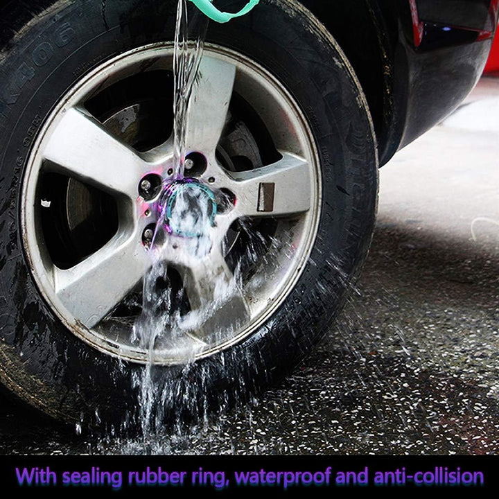 Smart remote control RGB solar car hub light