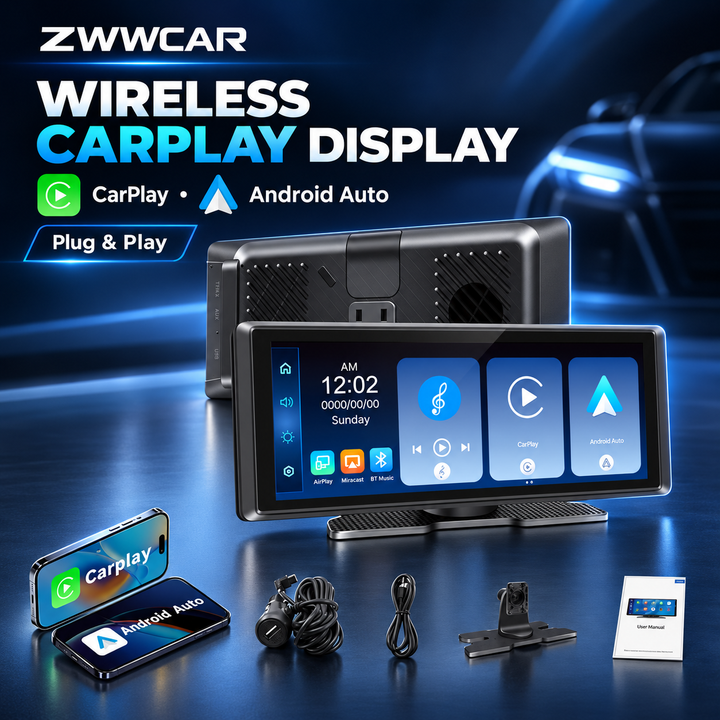 Portable Smart In-Car Display -Wireless CarPlay In-Car Monitor