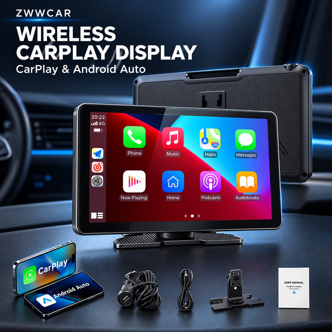 Portable Smart In-Car Display -Wireless CarPlay In-Car Monitor