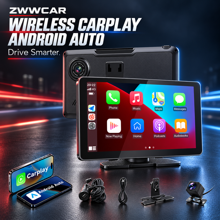Portable Smart In-Car Display -Wireless CarPlay In-Car Monitor