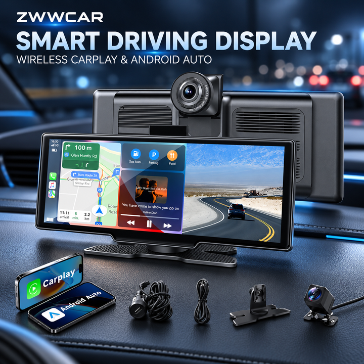 Portable Smart In-Car Display -Wireless CarPlay In-Car Monitor