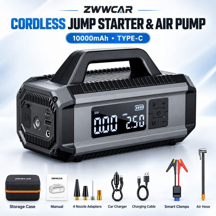 Multifunctional 2-in-1 Car Jump Starter and Tire Inflator