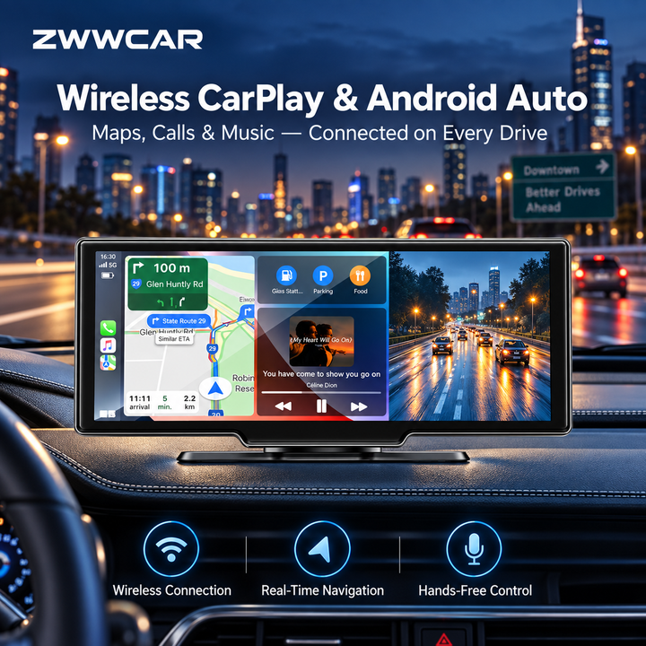 Portable Smart In-Car Display -Wireless CarPlay In-Car Monitor