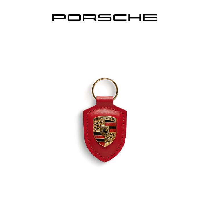 Porsche Classic Crest-Shaped Leather Keychain