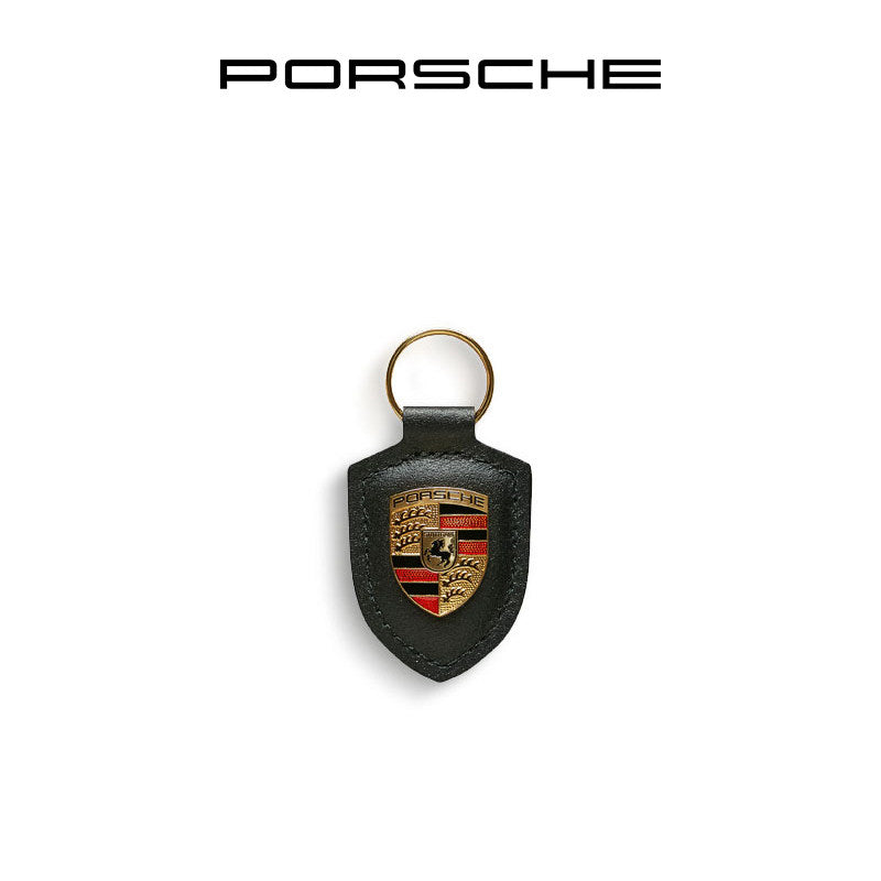 Porsche Classic Crest-Shaped Leather Keychain