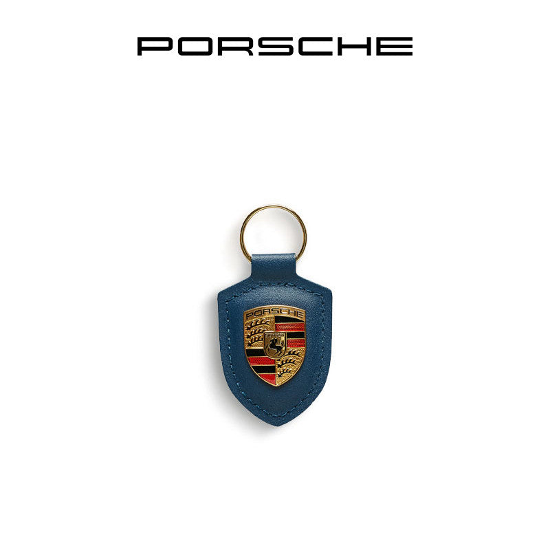Porsche Classic Crest-Shaped Leather Keychain