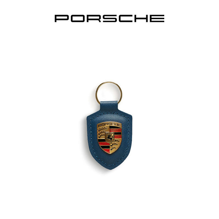 Porsche Classic Crest-Shaped Leather Keychain
