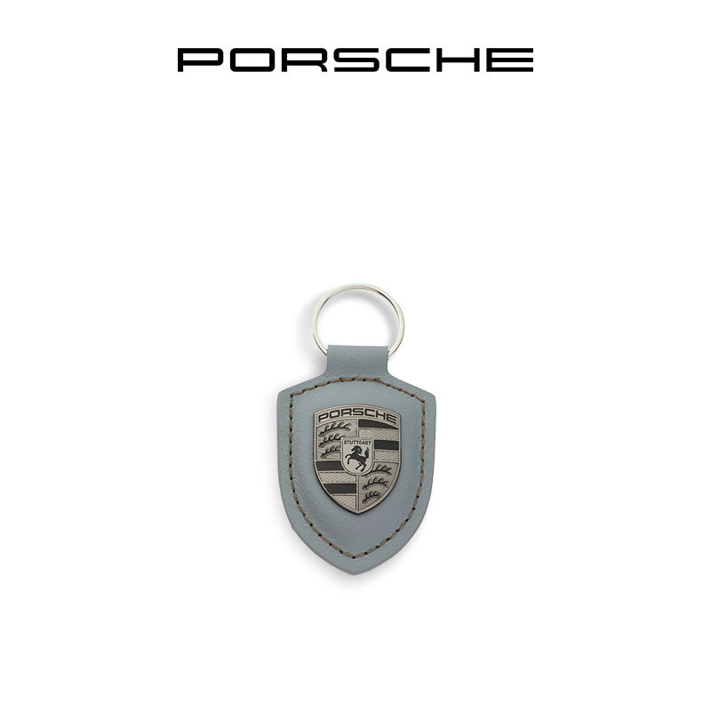 Porsche Classic Crest-Shaped Leather Keychain