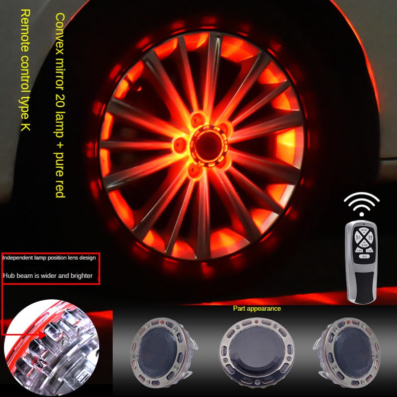 Smart remote control RGB solar car hub light