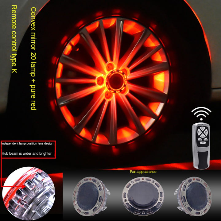 Smart remote control RGB solar car hub light