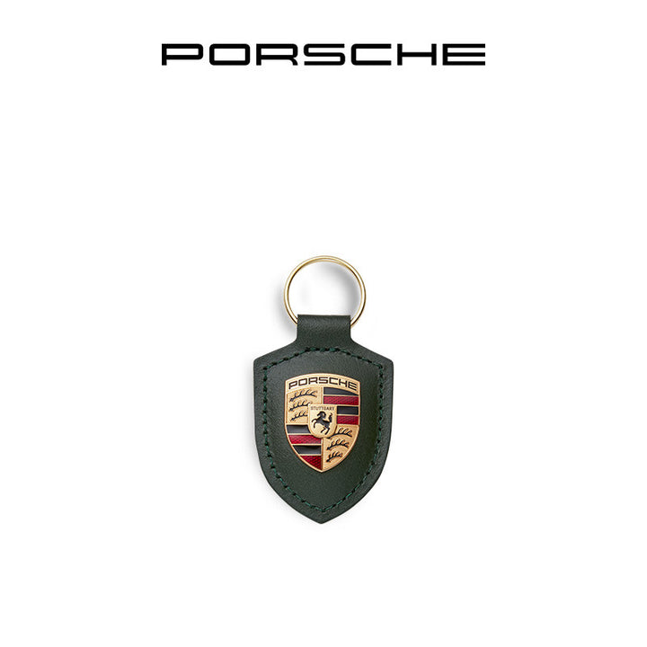 Porsche Classic Crest-Shaped Leather Keychain