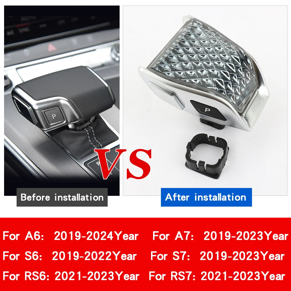 Audi LED crystal gear selector and gear selector knob