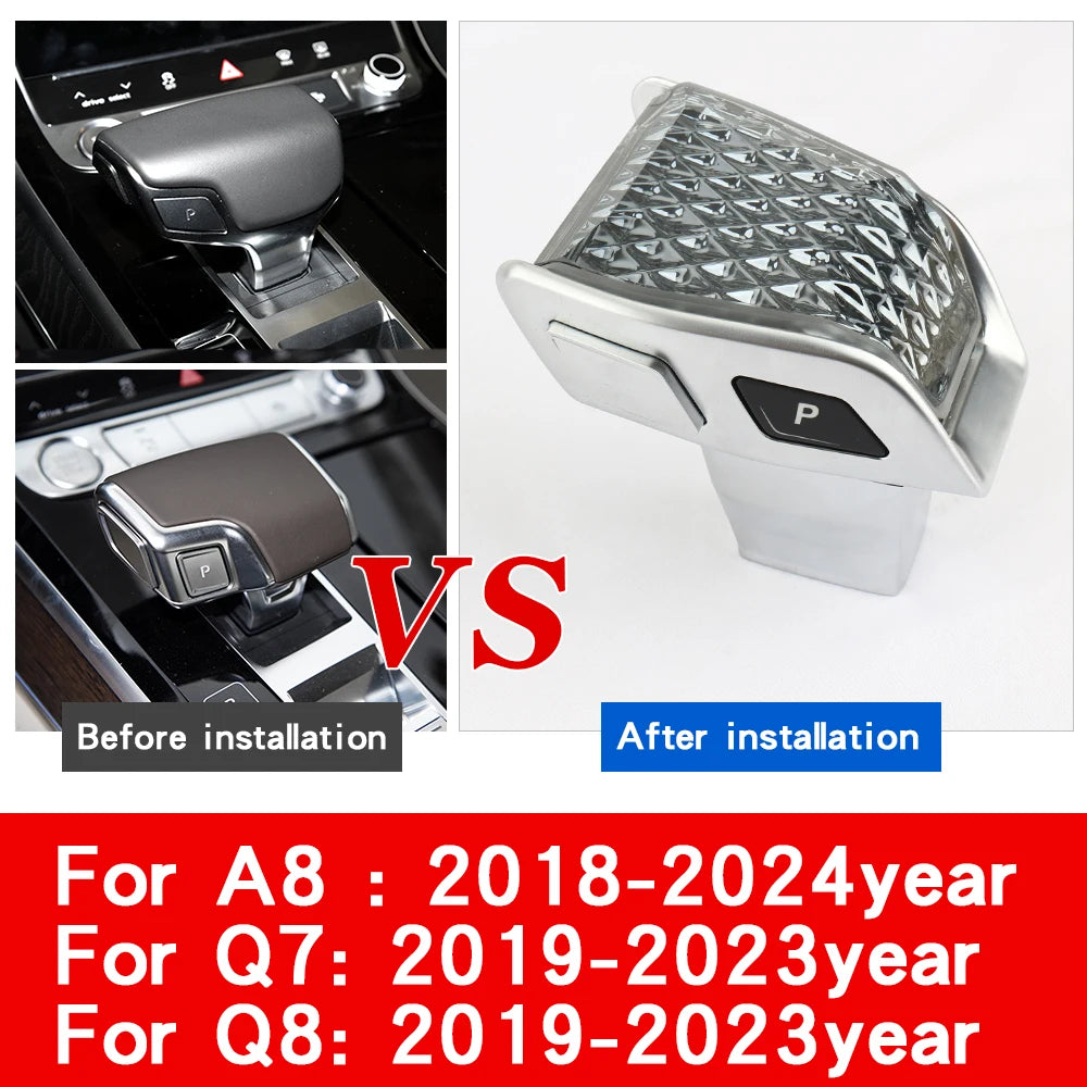 Audi LED crystal gear selector and gear selector knob