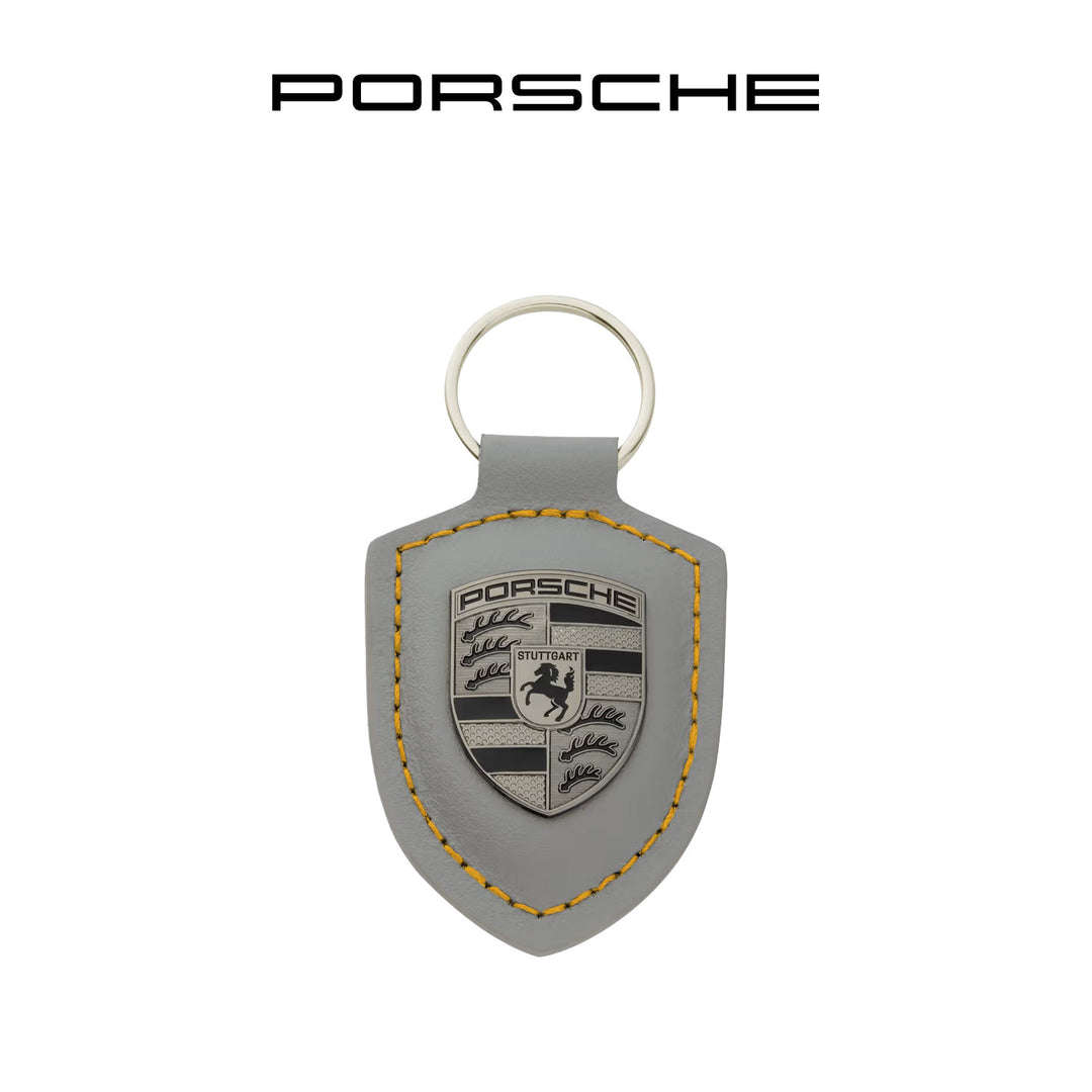 Porsche Classic Crest-Shaped Leather Keychain