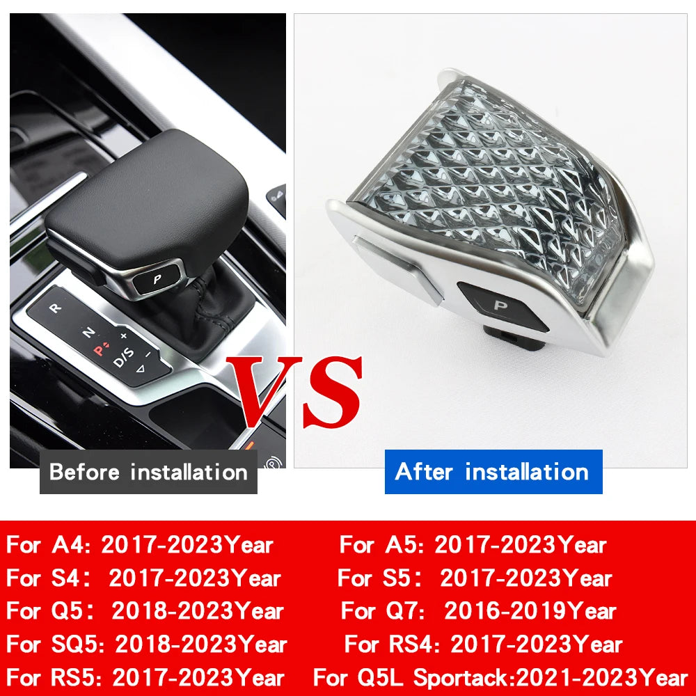 Audi LED crystal gear selector and gear selector knob