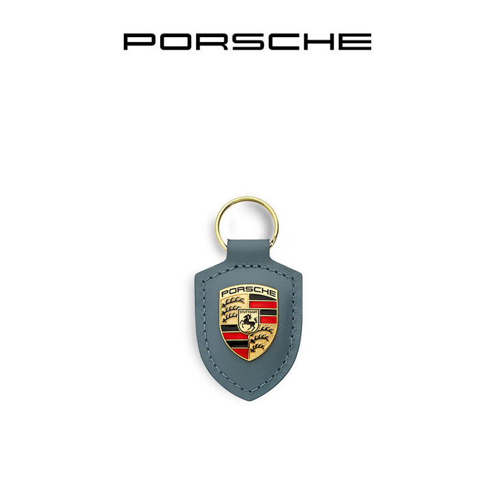 Porsche Classic Crest-Shaped Leather Keychain