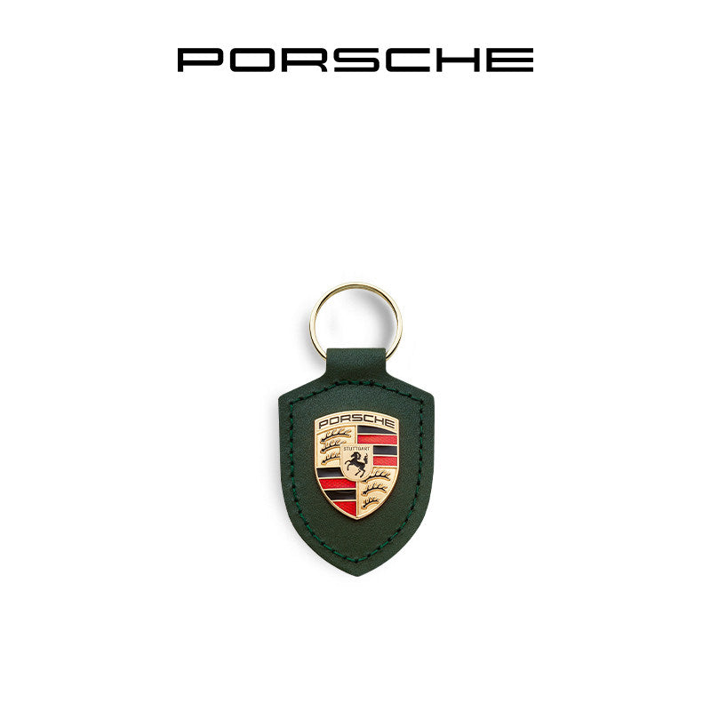 Porsche Classic Crest-Shaped Leather Keychain