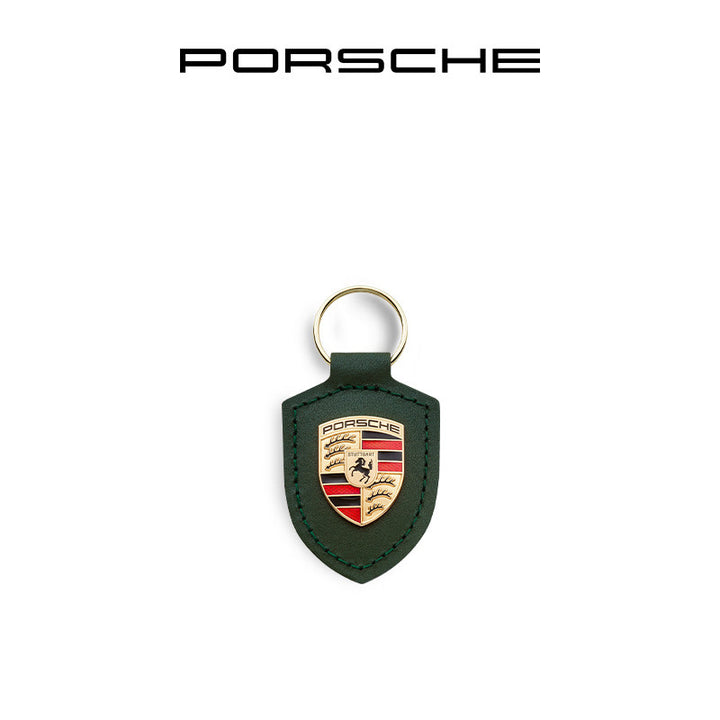 Porsche Classic Crest-Shaped Leather Keychain