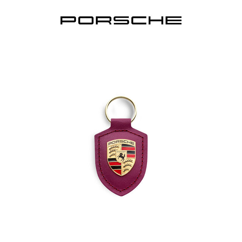 Porsche Classic Crest-Shaped Leather Keychain