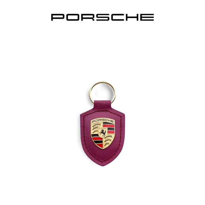 Porsche Classic Crest-Shaped Leather Keychain
