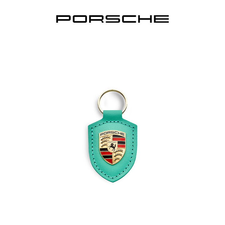 Porsche Classic Crest-Shaped Leather Keychain