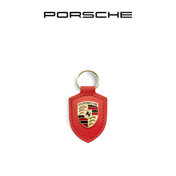Porsche Classic Crest-Shaped Leather Keychain