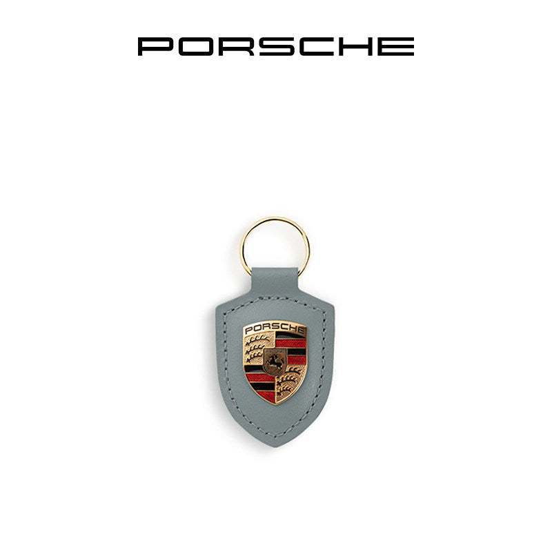 Porsche Classic Crest-Shaped Leather Keychain