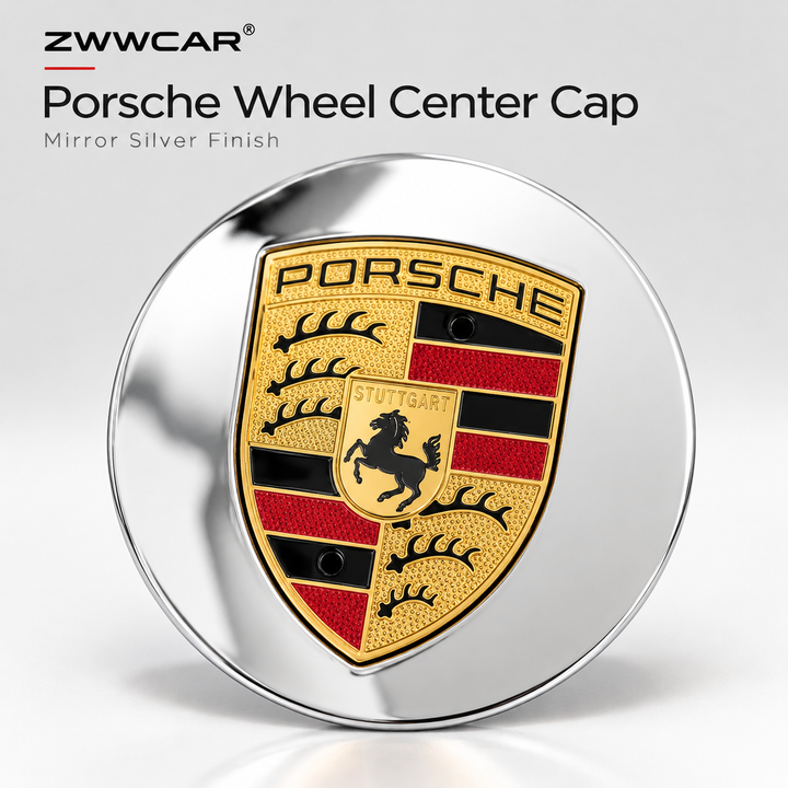 Porsche wheel center caps with colored crests