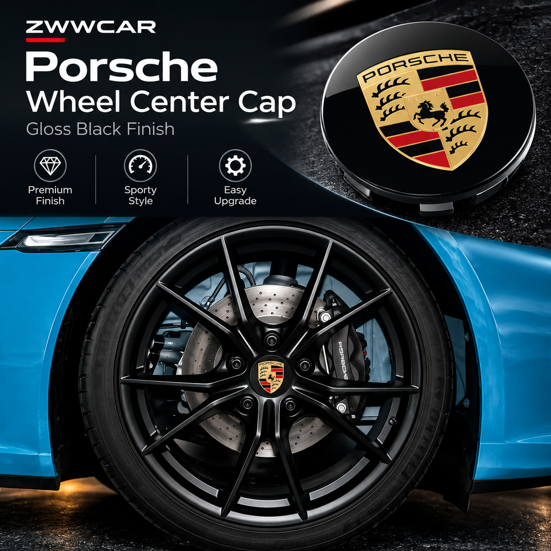 Porsche wheel center caps with colored crests