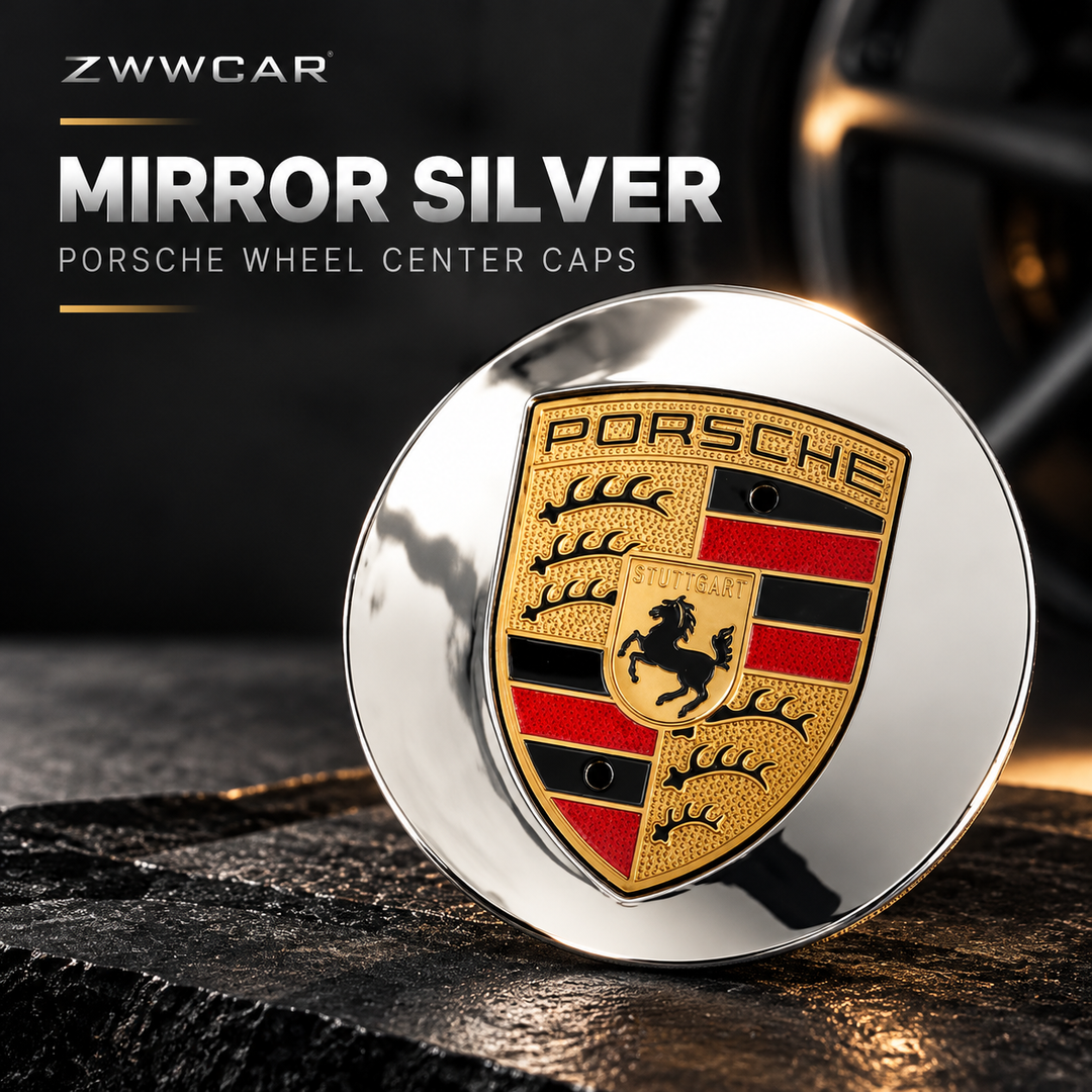 Porsche wheel center caps with colored crests