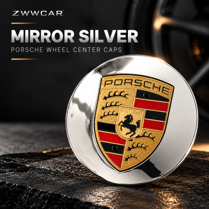 Porsche wheel center caps with colored crests