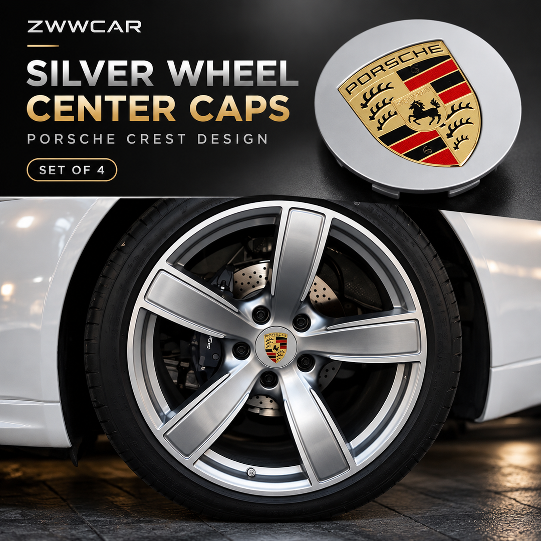 Porsche wheel center caps with colored crests