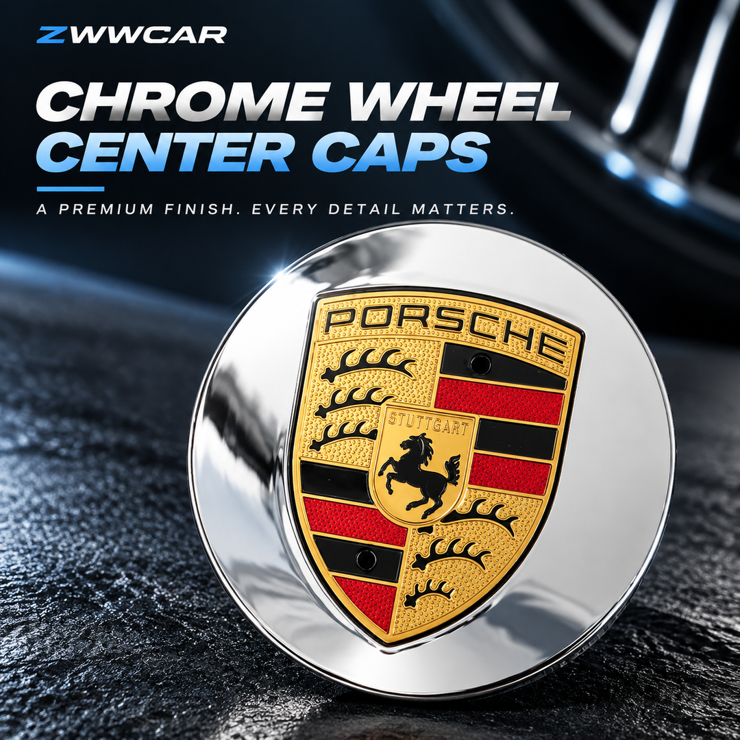Porsche wheel center caps with colored crests